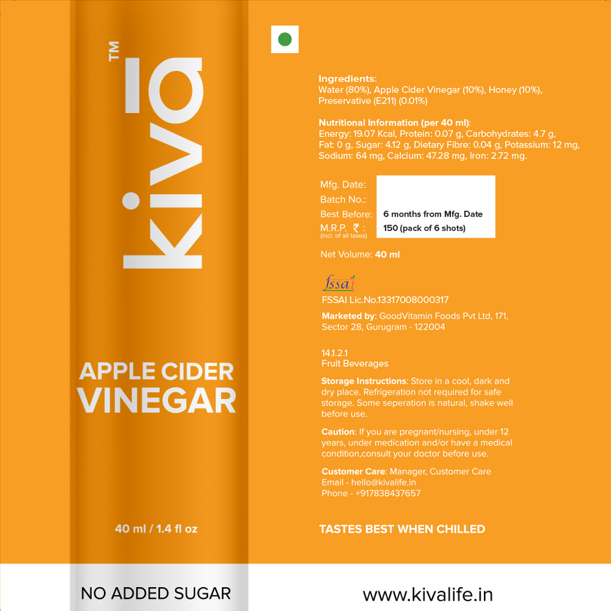 Apple Cider Vinegar Shots - kivā Ayurveda 2.0